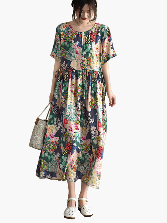 Dam Vintage Sommarklänning med Patchwork