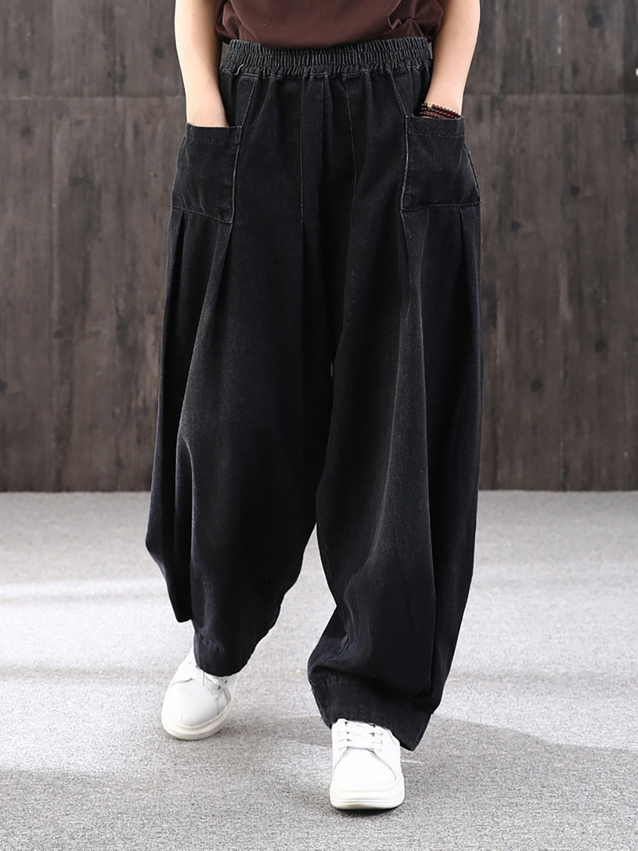 Dam Vida Baggy Jeans med Elastisk Midja