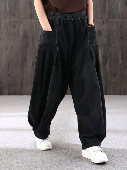 Dam Vida Baggy Jeans med Elastisk Midja