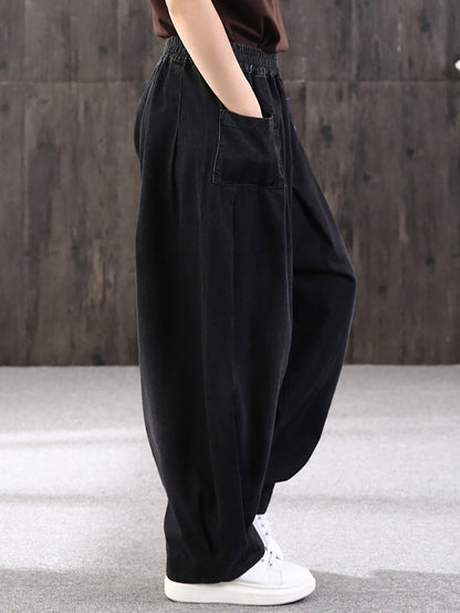 Dam Vida Baggy Jeans med Elastisk Midja