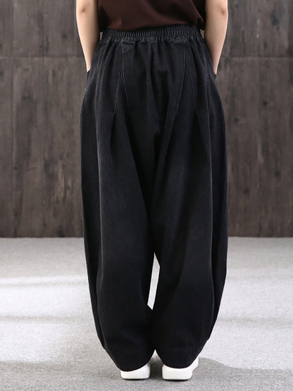 Dam Vida Baggy Jeans med Elastisk Midja