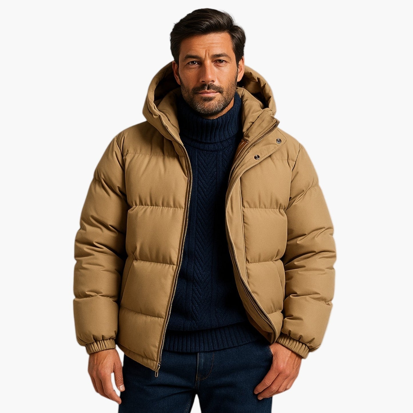 Herr Vinter Parkasjacka – Vadderad Puffer med Huva för Stad och Outdoor