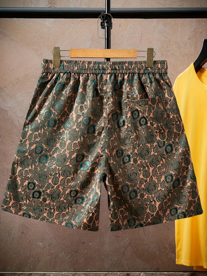 Herrshorts med jacquardmönster och blommig design – modern avslappnad stil