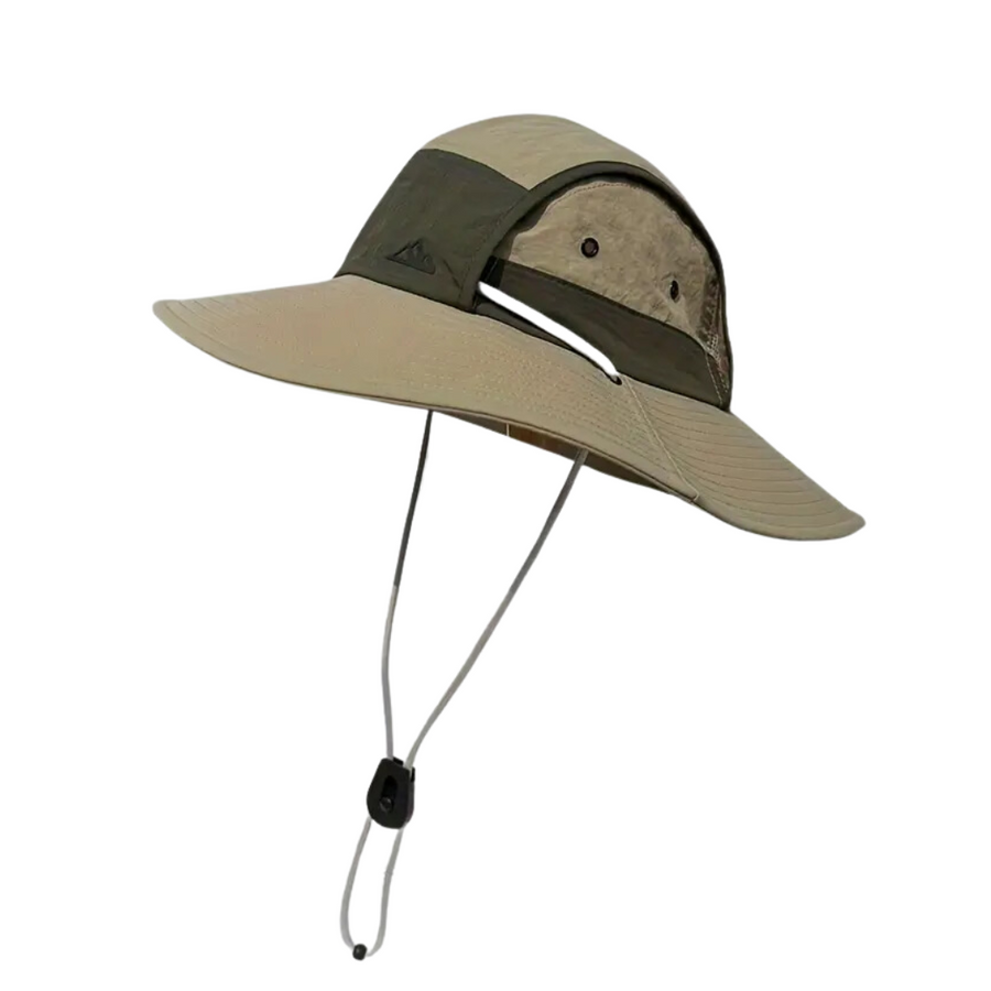 Unisex solhatt med bred skärm och justerbart hakband, perfekt för utomhusaktiviteter