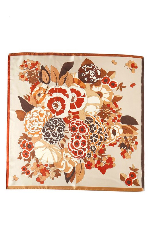 Fyrkantig Scarf med Blommotiv, Flerfärgad