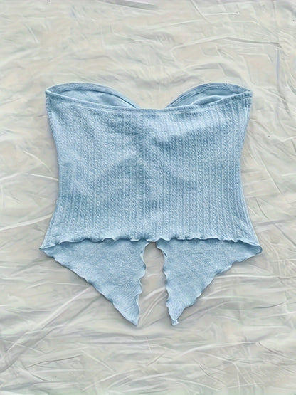 Dam Halterneck Top Handkerchief Skuren – Trendig Sommartopp för Fest och Semester