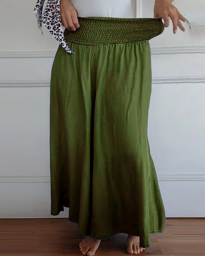 Dam Vida Byxkjol Elegant Bohemisk Stil med Hög Midja och Vida Ben – Perfekt för Vardag och Semester