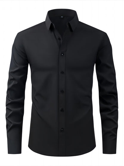 Herrskjorta Elegant Slim Fit Långärmad för Vardagsbruk och Fest