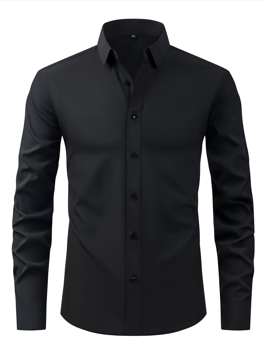 Herrskjorta Elegant Slim Fit Långärmad för Vardagsbruk och Fest