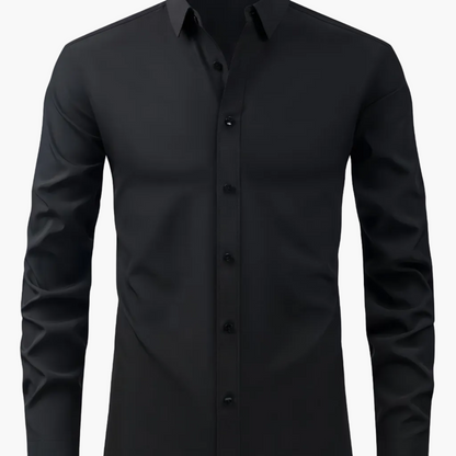Herrskjorta Elegant Slim Fit Långärmad för Vardagsbruk och Fest