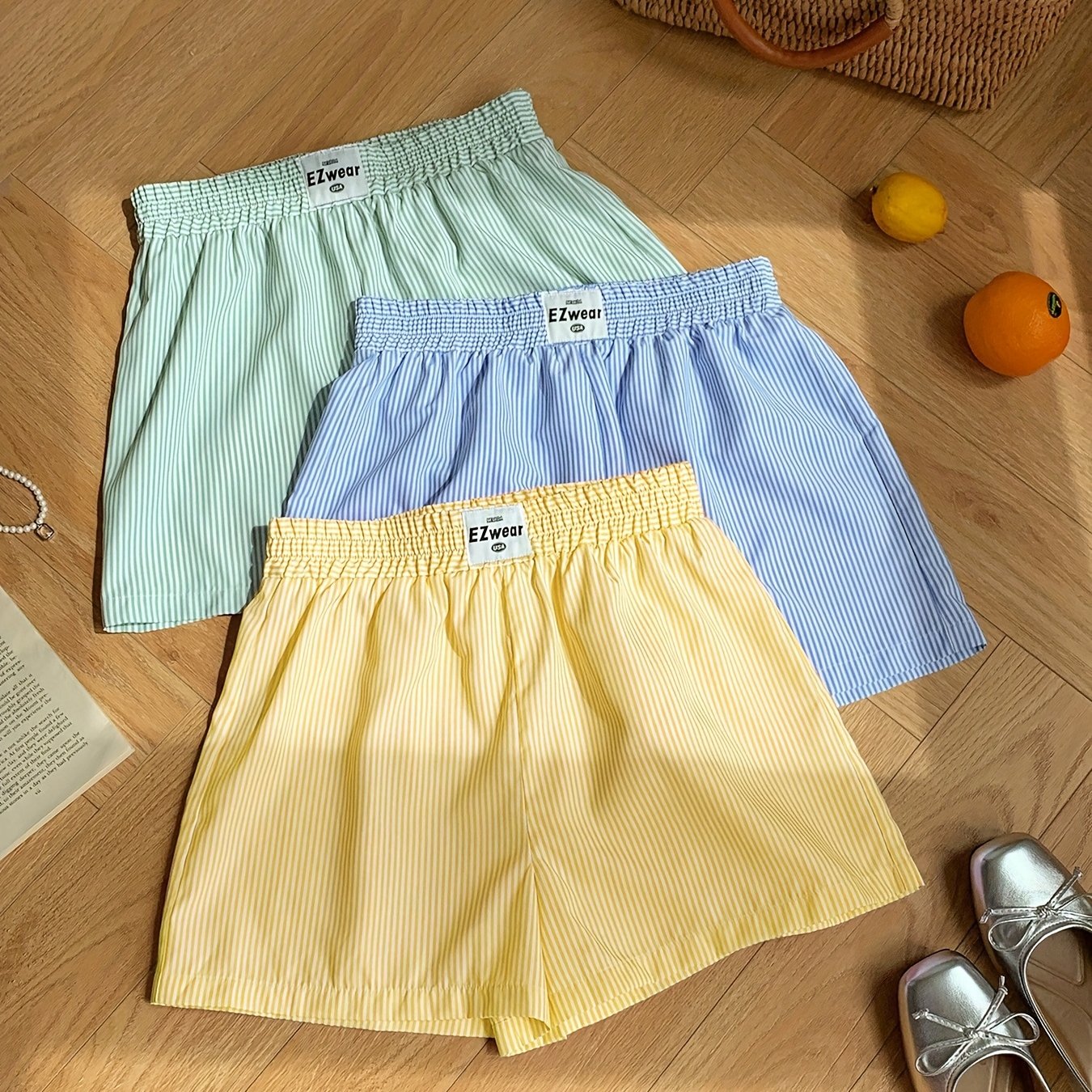 Damers randiga avslappnade pyjamasshorts – perfekt för vardagskomfort och sommar