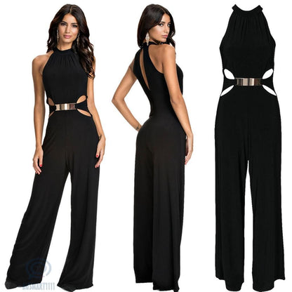 Amy – Långärmad Jumpsuit med Hög Hals och Utsvängda Byxor