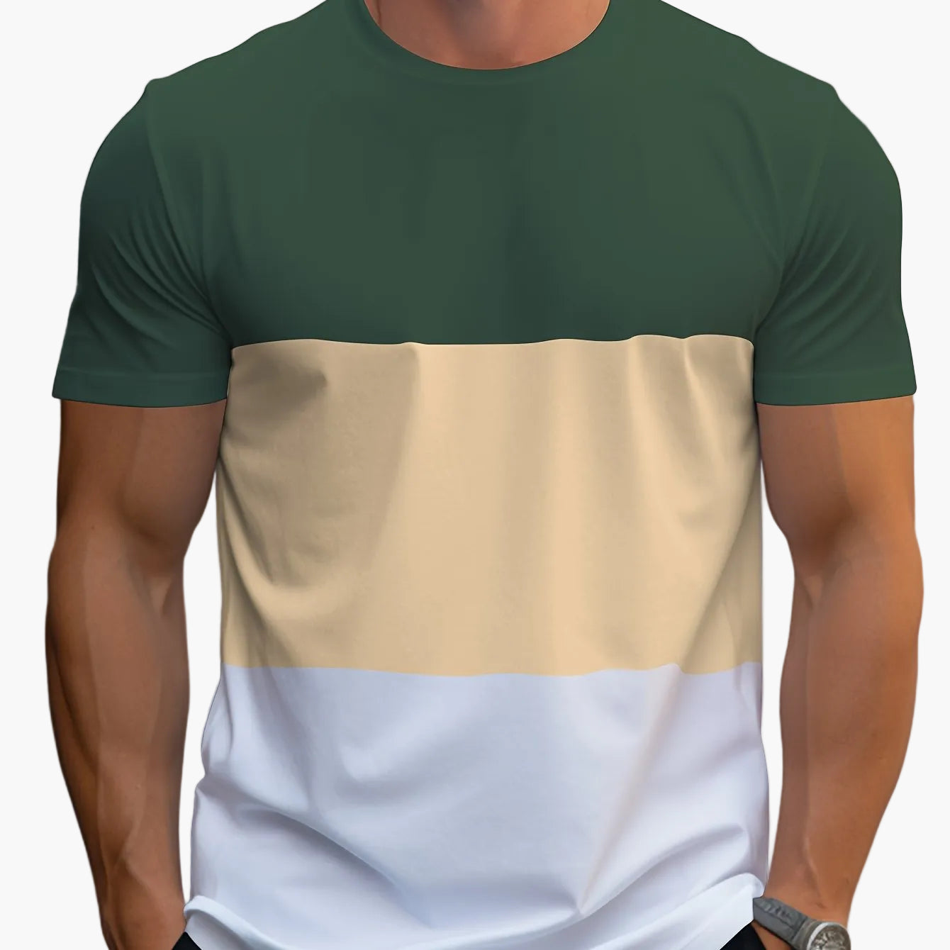 Herr T-shirt med färgblock – Modern och avslappnad stil för vardagsbruk