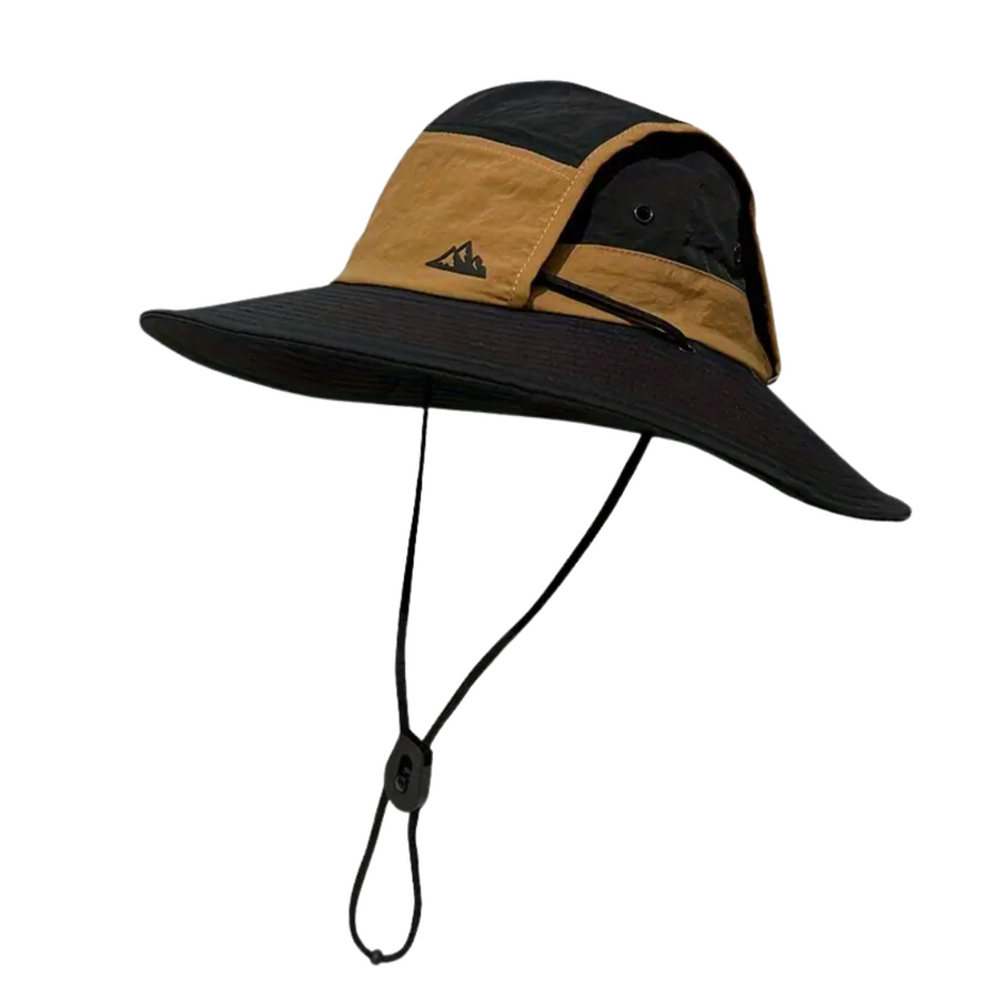 Unisex solhatt med bred skärm och justerbart hakband, perfekt för utomhusaktiviteter