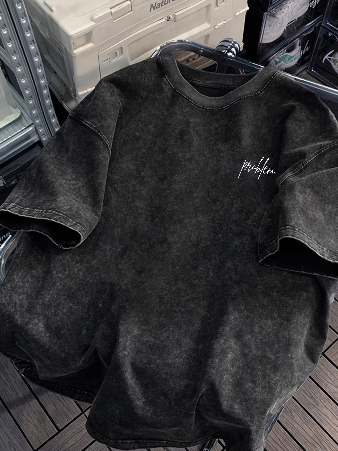 Herr T-shirt med tryck, avslappnad streetwear-stil för vardagsbruk