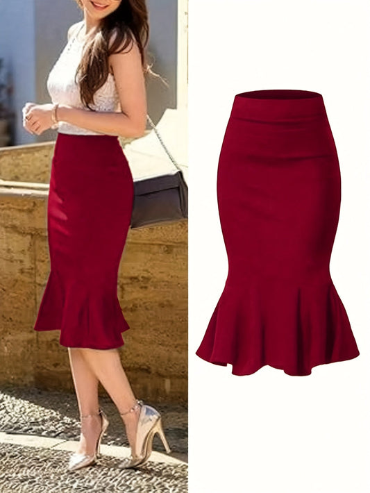 Dam Kjol Fishtail Midi Elegant Kontor Festklädsel