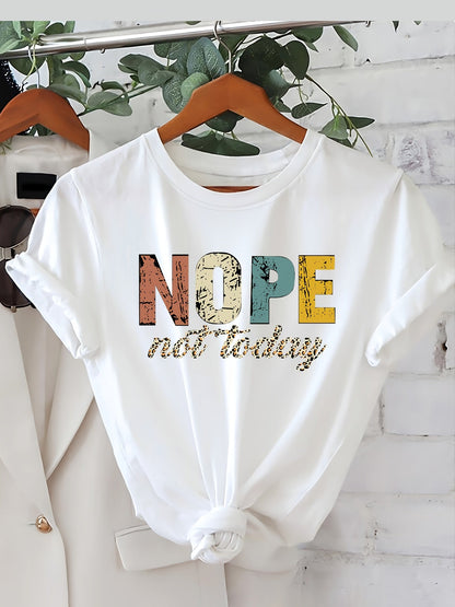 Dam T-shirt med tryck – Avslappnad grafisk stil och humoristiskt budskap – Perfekt för vardagsbruk