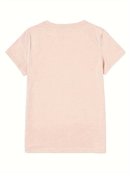 Dam T-shirt med hjärtmotiv – Trendig och avslappnad topp för vardagsbruk