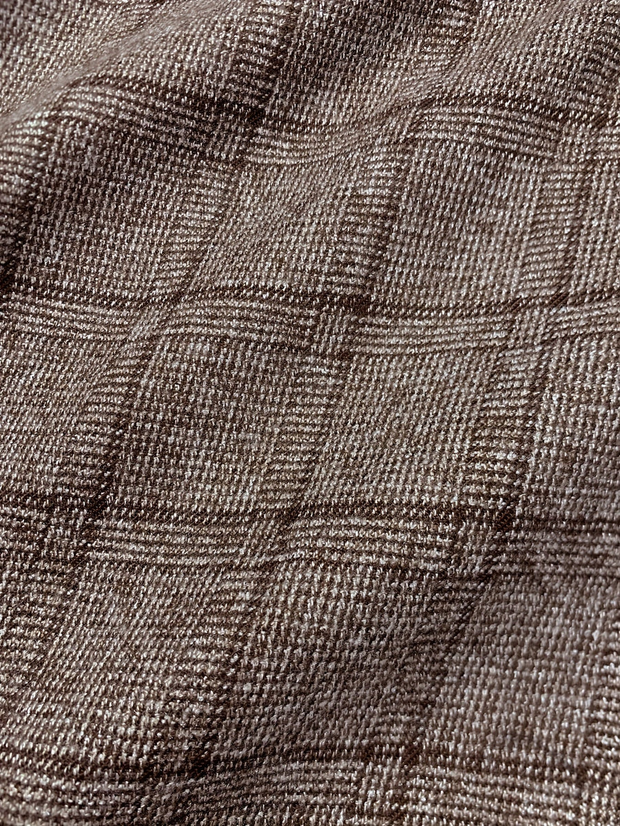 Herrbyxor med rutmönster, hög midja och veck, brun eller svart
