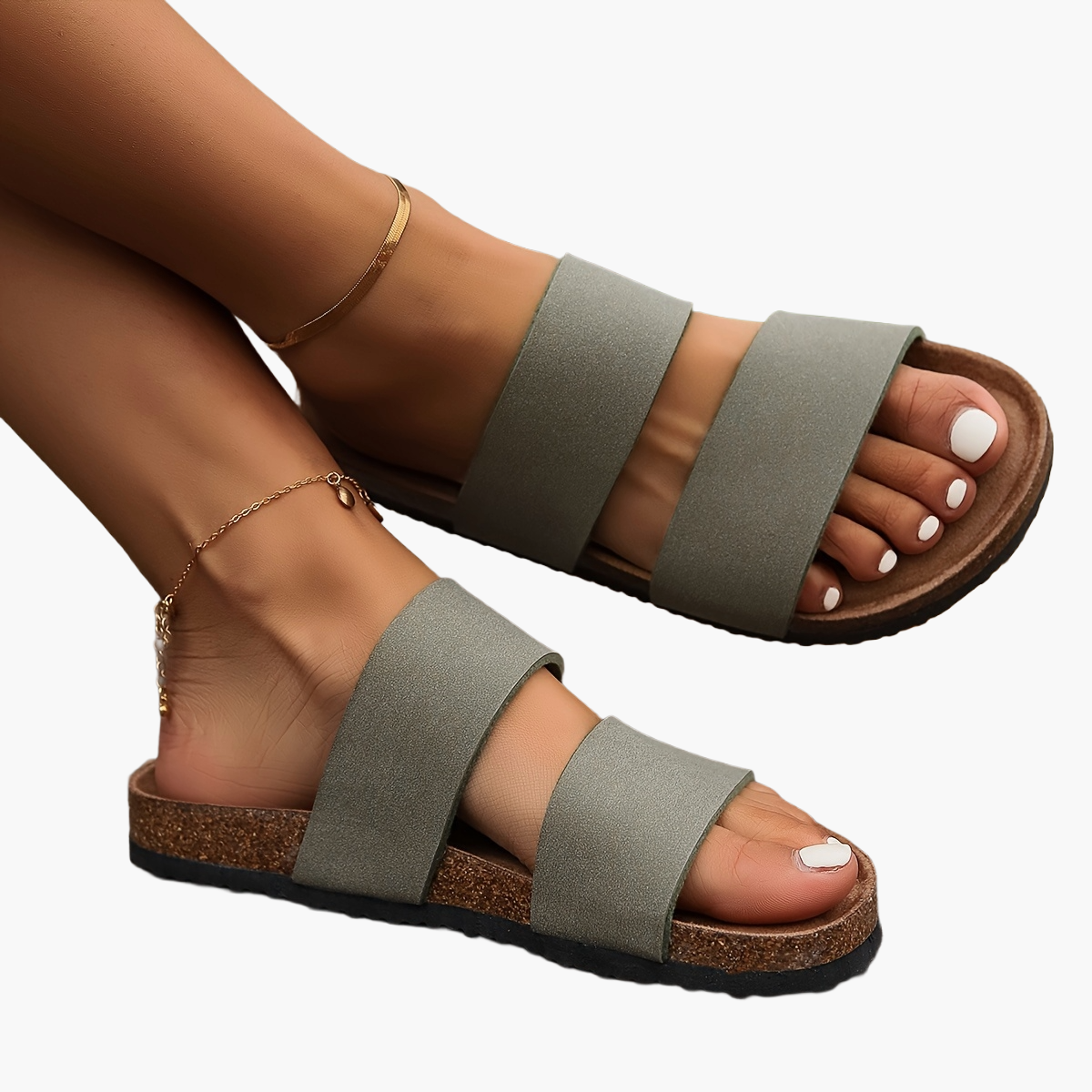 Damers Stilrena Slip-in Sandaler med Dubbelrem för Sommar och Vardag