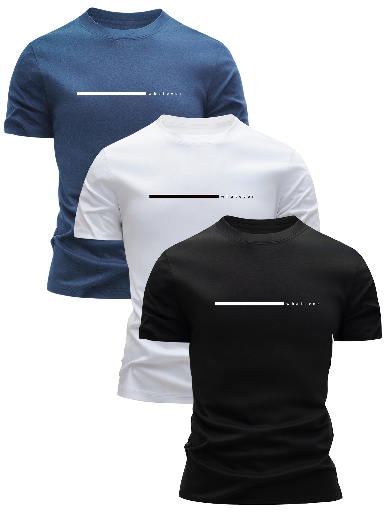 Herr T-shirt Modern Casual Stil "Whatever" Tryckt Design – Perfekt för Vardagsbruk