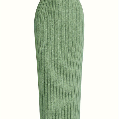 Dam kjol i ribbad stickning med hög midja – elegant och bekväm vardagsstil