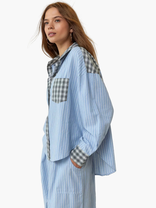 Dam Pyjamaset – Modern Oversize Skjorta och Byxa för Lounge och Sömn