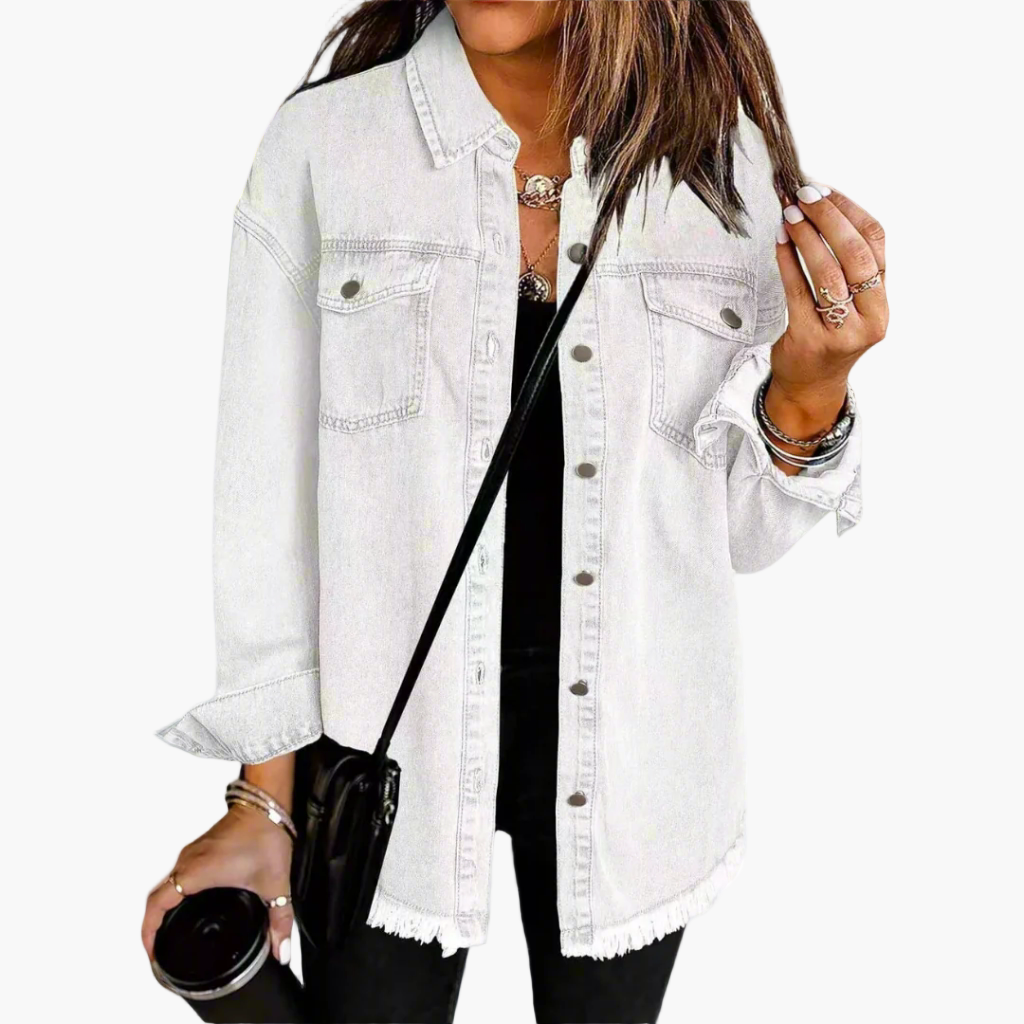 Dam Jeansjacka Oversized Casual Stil – Perfekt för Lager-på-lager och Vardag