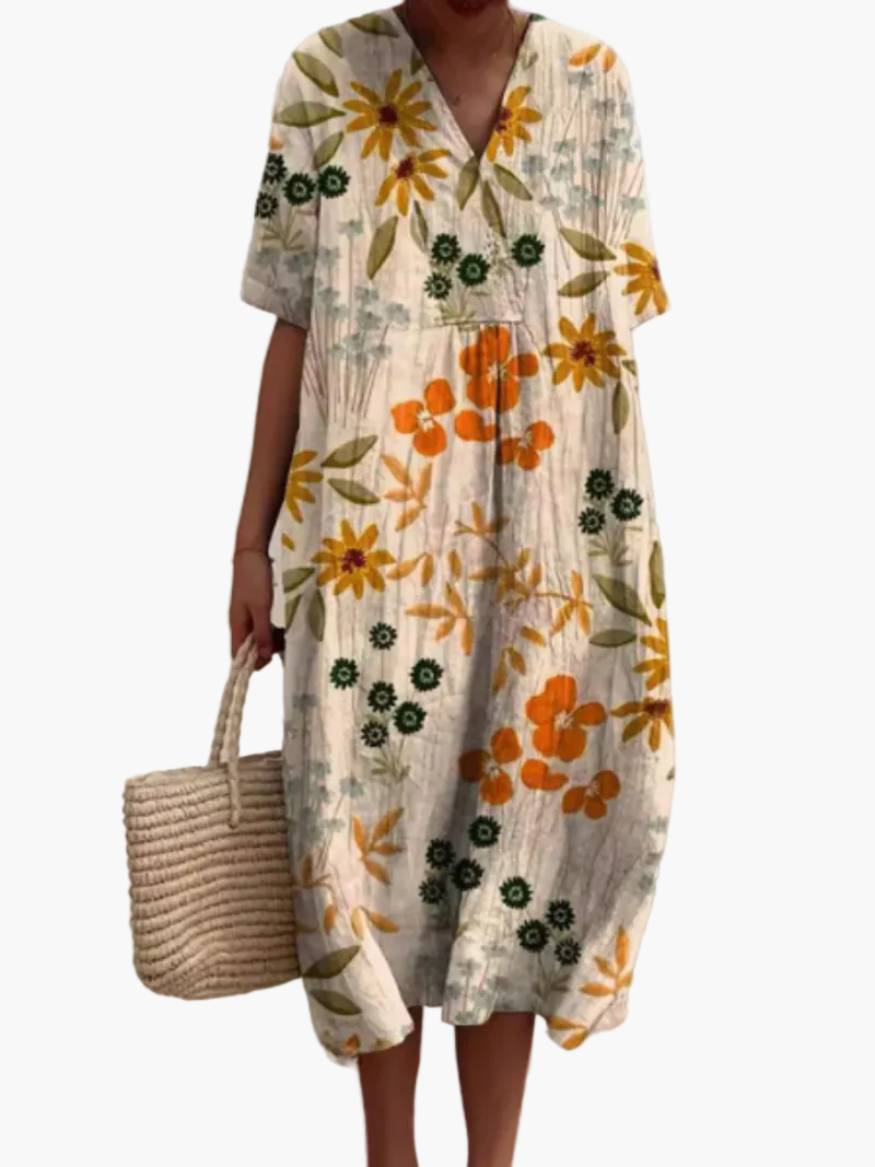 Dam Sommarklänning Lös Passform Blommig Vardagsstil