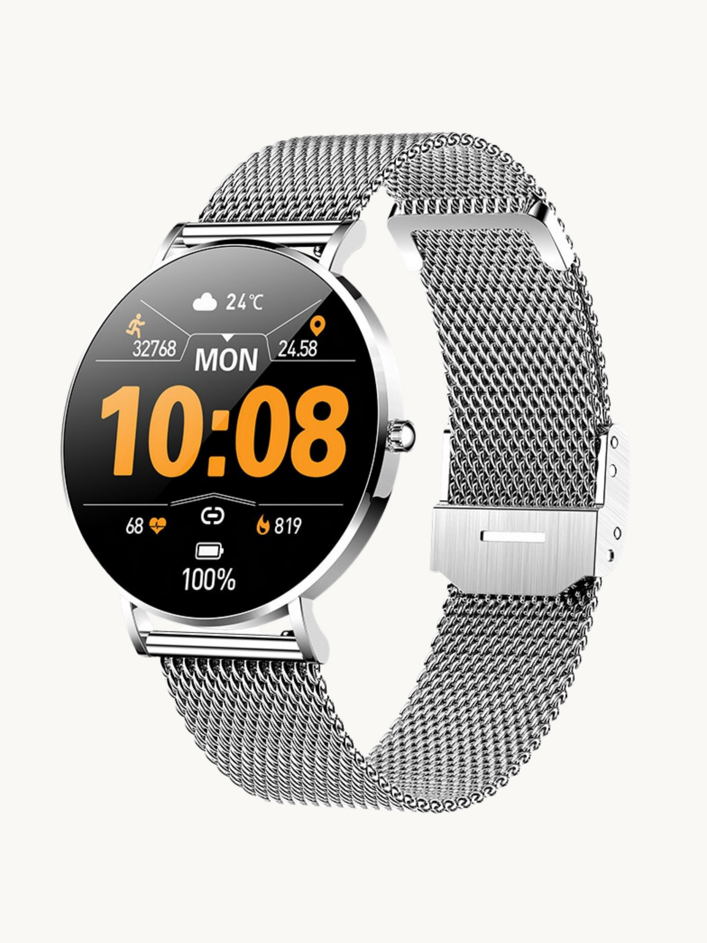 Lauren – Ultratunn Smartklocka för Kvinnor med Full Touch Display och Mångsidiga Fitnessfunktioner