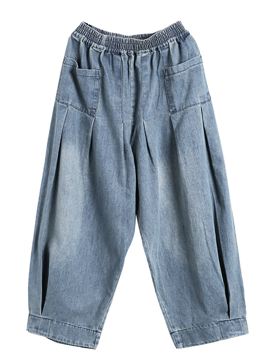 Dam Vida Baggy Jeans med Elastisk Midja