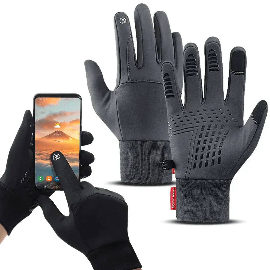 Svarta touchscreen-handskar med halkskydd och mudd