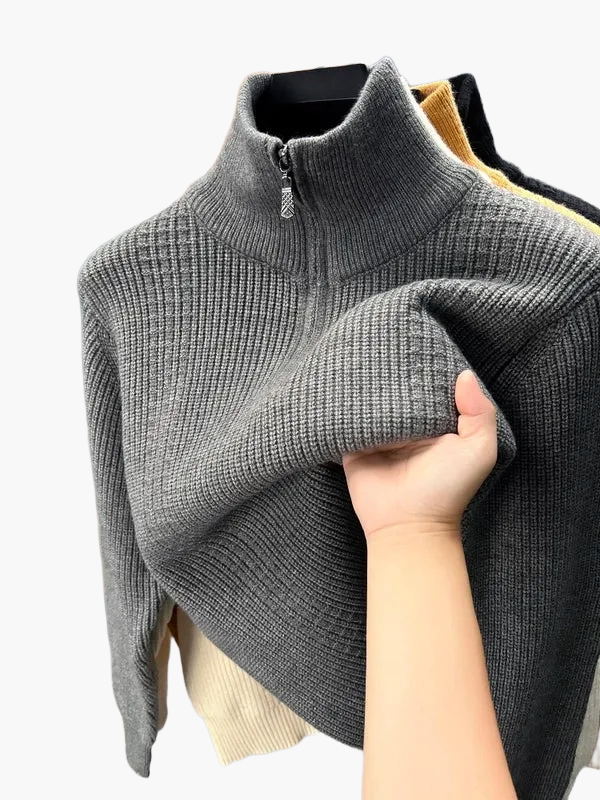 Damtröja med halv dragkedja – stickad, avslappnad och elegant