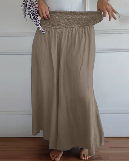 Dam Vida Byxkjol Elegant Bohemisk Stil med Hög Midja och Vida Ben – Perfekt för Vardag och Semester