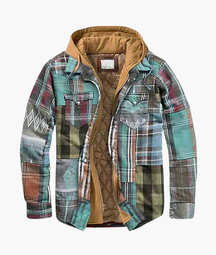 Herrjacka Flanellrutig Hoodie Vår & Höst Urban Stil