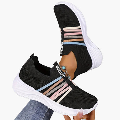 Dam Sneakers Slip-on Sportiga Vardagsskor Låg Modell – Trendig Randig Design
