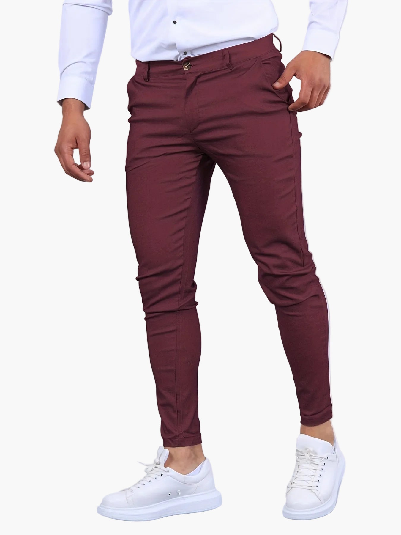 Herr Slim Fit Kostymbyxor för Affär och Kontor, Modern Stil