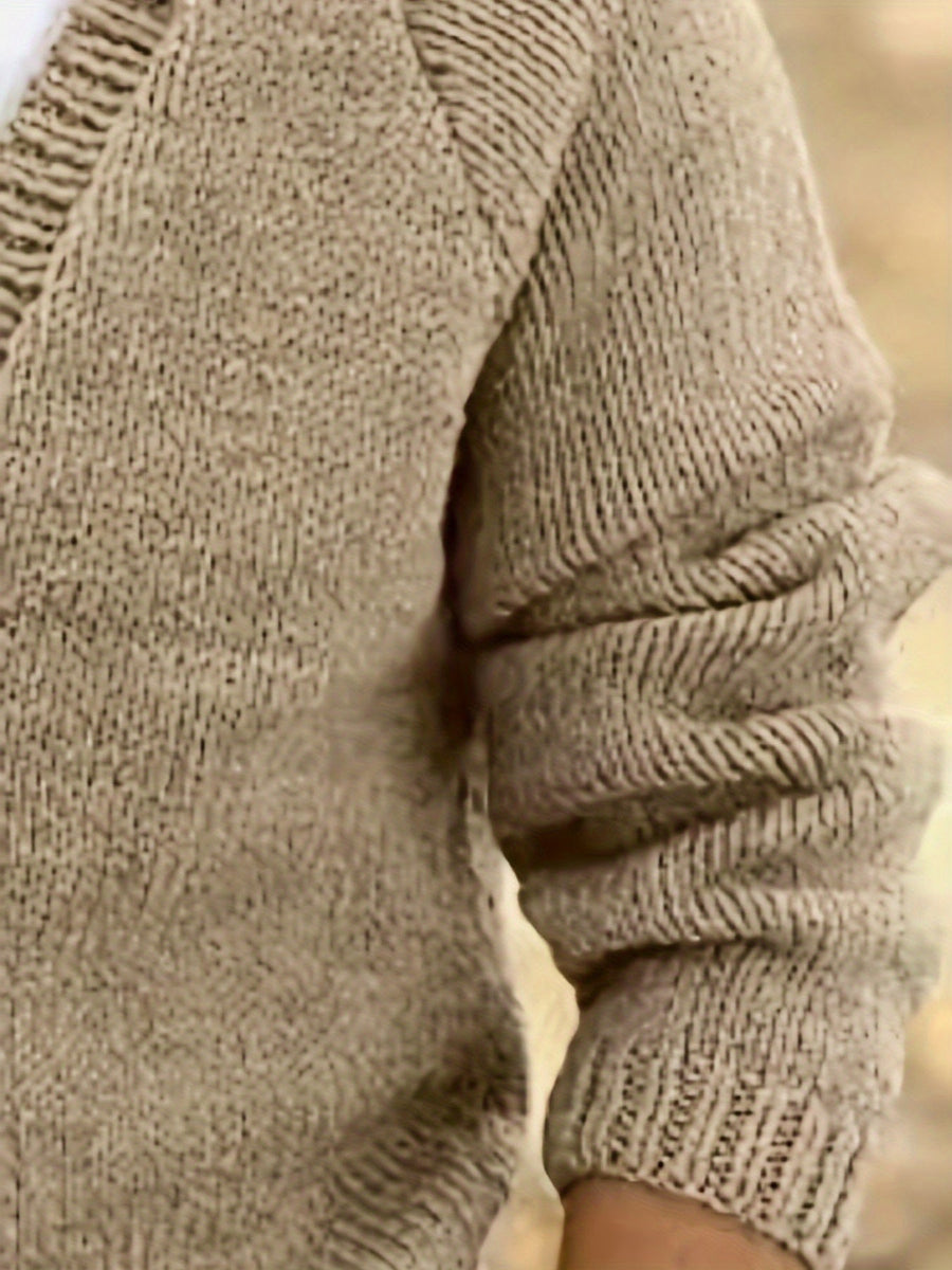 Herr kofta i stickat material med knappar, beige