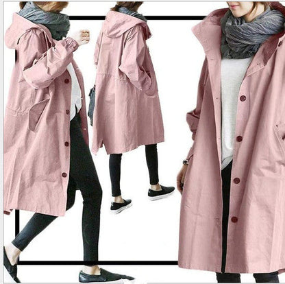 Grace – Casual Style Vindjacka med Medellång Midja och Långa Ärmar