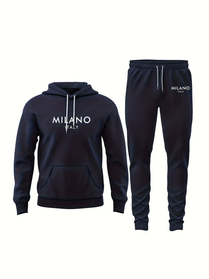 Herrset Hoodie och Joggingbyxor Milano Italy – Sportig och Trendig Fritidsdräkt