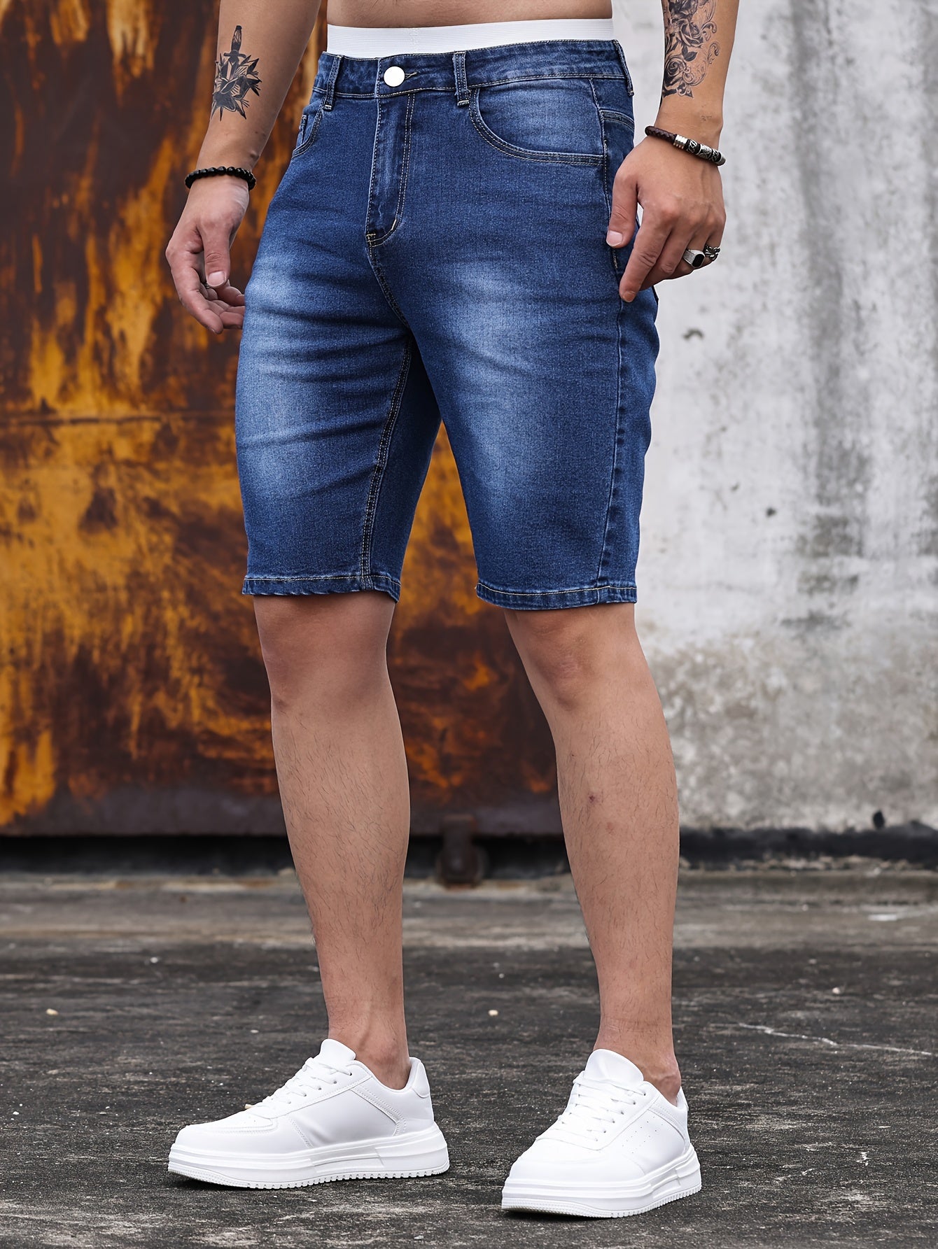 Herr Bermudashorts Skinny Jeans – Trendiga Kortbyxor för Sommar och Fritid