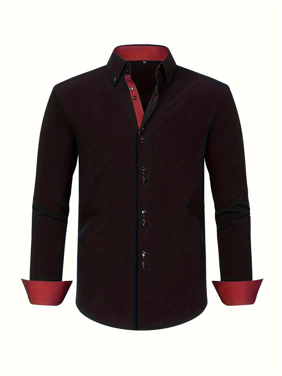 Herrskjorta Elegant Affärslook Långärmad Slim Fit – Perfekt för Kontor och Fest