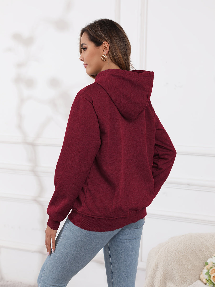 Fleecefodrad huvtröja med känguruficka och dragsko – Varm och mysig hoodie