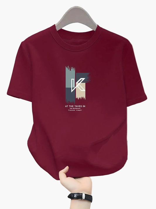 Herr T-shirt med tryck och modern bokstavsdesign – Perfekt för vardag och avslappnad stil