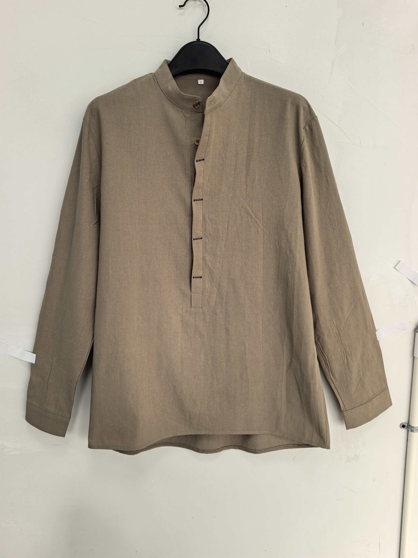 Herr Skjorta Henley Långärmad Avslappnad Modern Stil