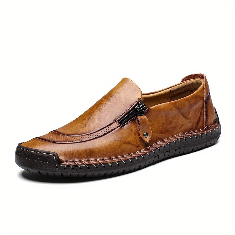 Herr loafers vintage stil slip-on med dragkedja – perfekta för fest och vardag