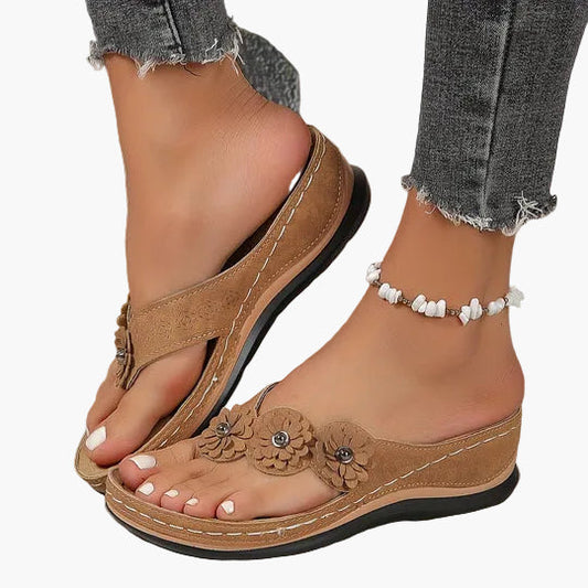 Dam Sandaler med Blommönster – Bekväma och Eleganta Sommarsandaler för Vardag och Fritid