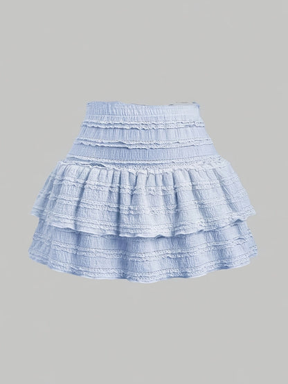 Dam Volangkjol Mini Söt Stil Vår/Sommar Fest och Vardag