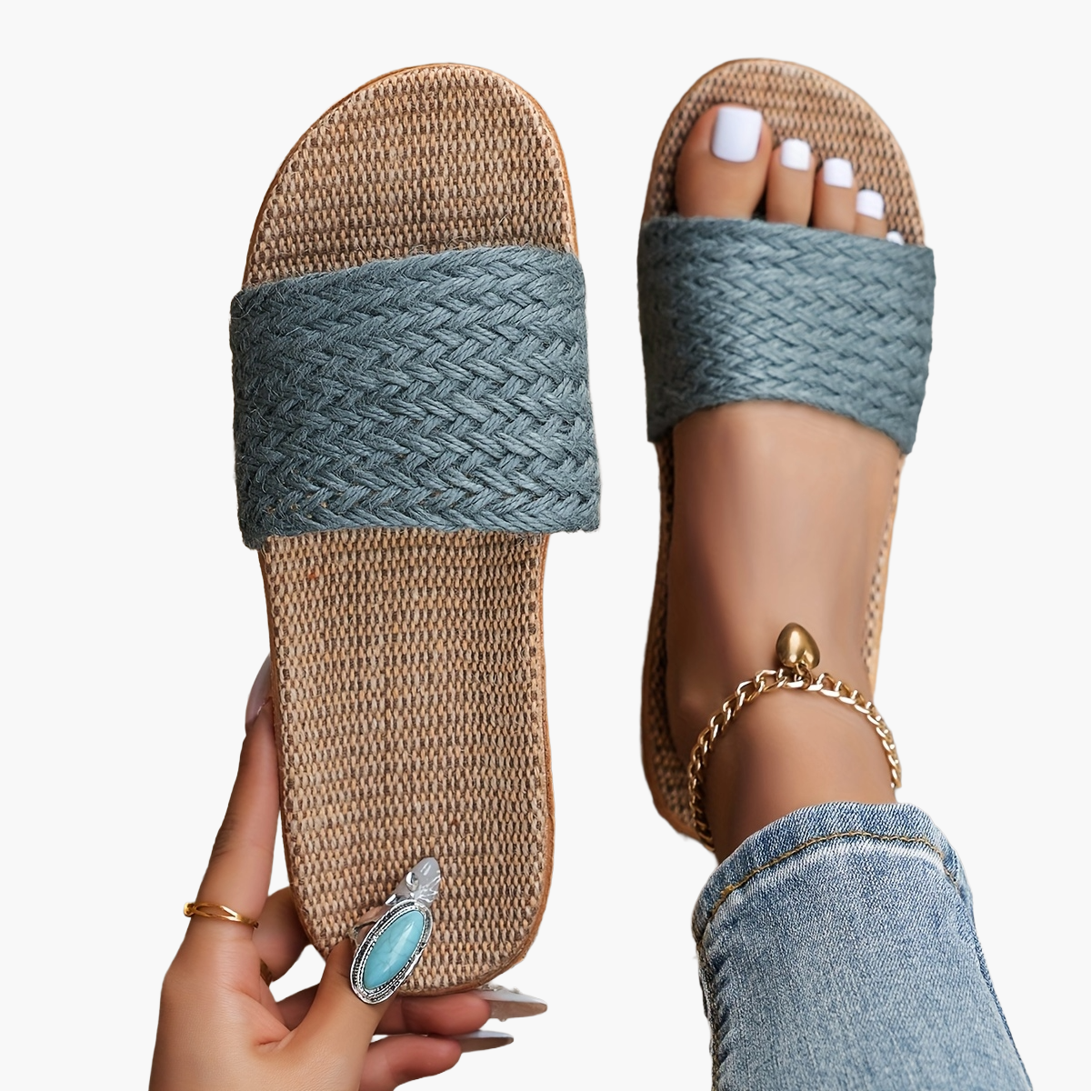 Dam Sandaler Slip-in Platta Häl Somriga Casual Tofflor