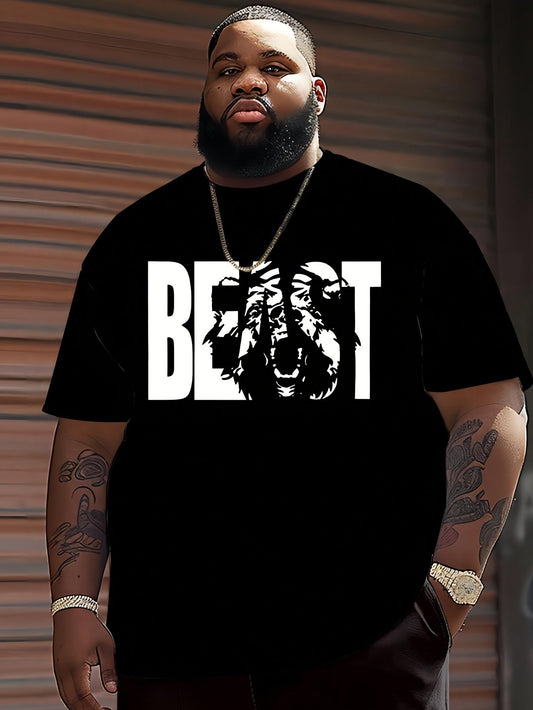 Herr T-shirt med BEAST-tryck – Trendig och avslappnad stil för stora storlekar